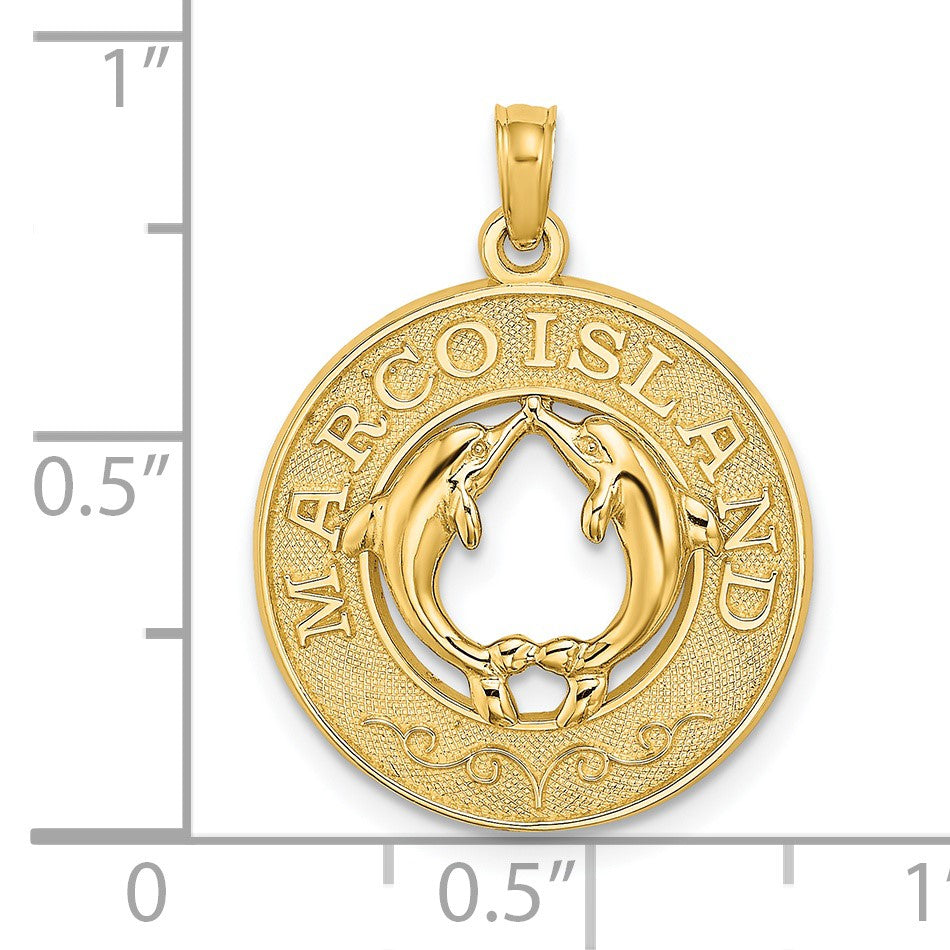 14K MARCO ISLAND Circle with Dolphins Charm