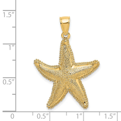 14K Textured Starfish Charm
