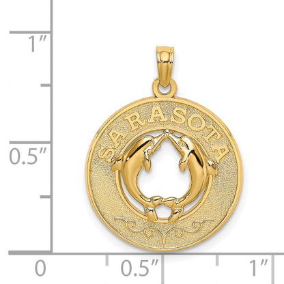 14K SARASOTA with Dolphins Circle Charm