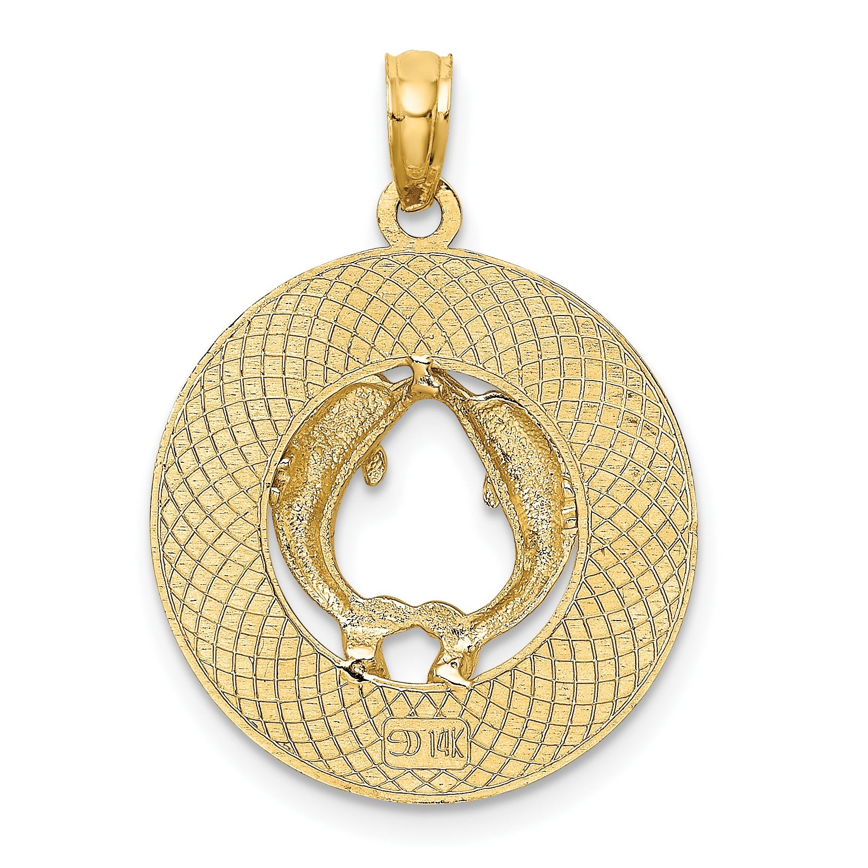 14K SAINT AUGUSTINE with Dolphins Circle Charm