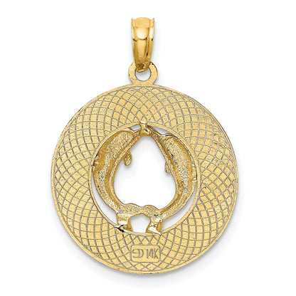 14K SAINT AUGUSTINE with Dolphins Circle Charm
