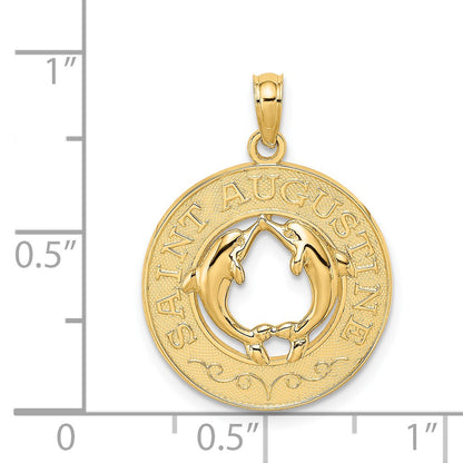 14K SAINT AUGUSTINE with Dolphins Circle Charm