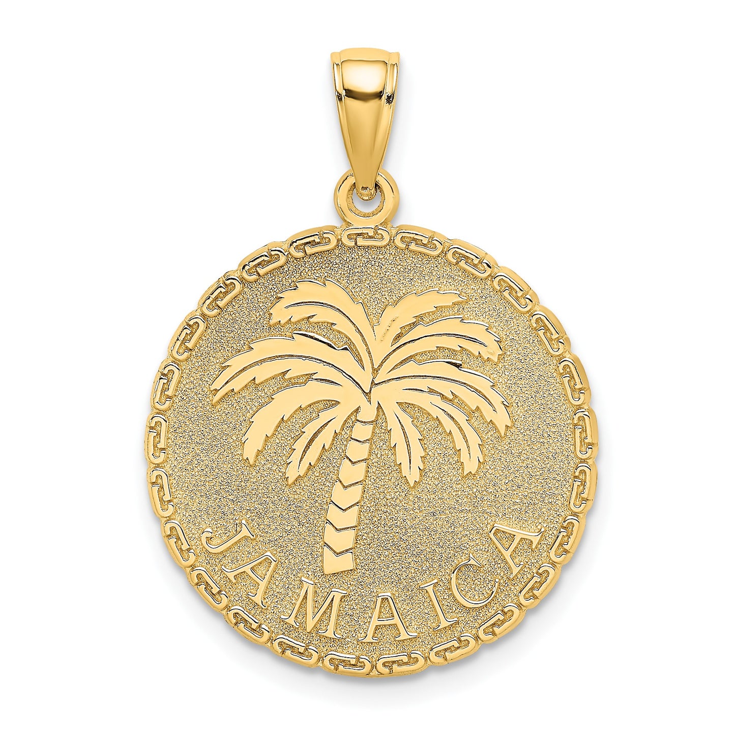14K JAMAICA and Palm Tree Disk Charm