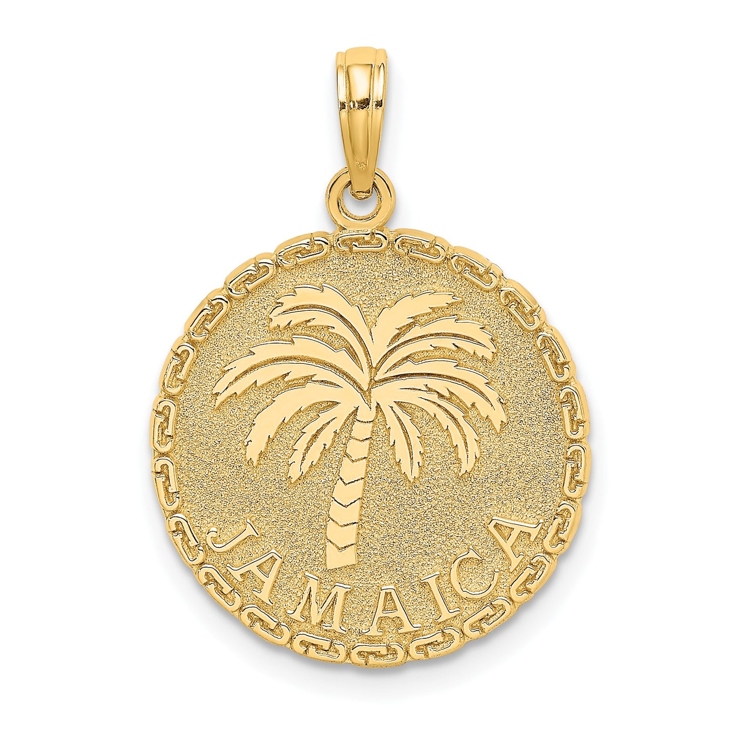 14K JAMAICA and Palm Tree Disk Charm