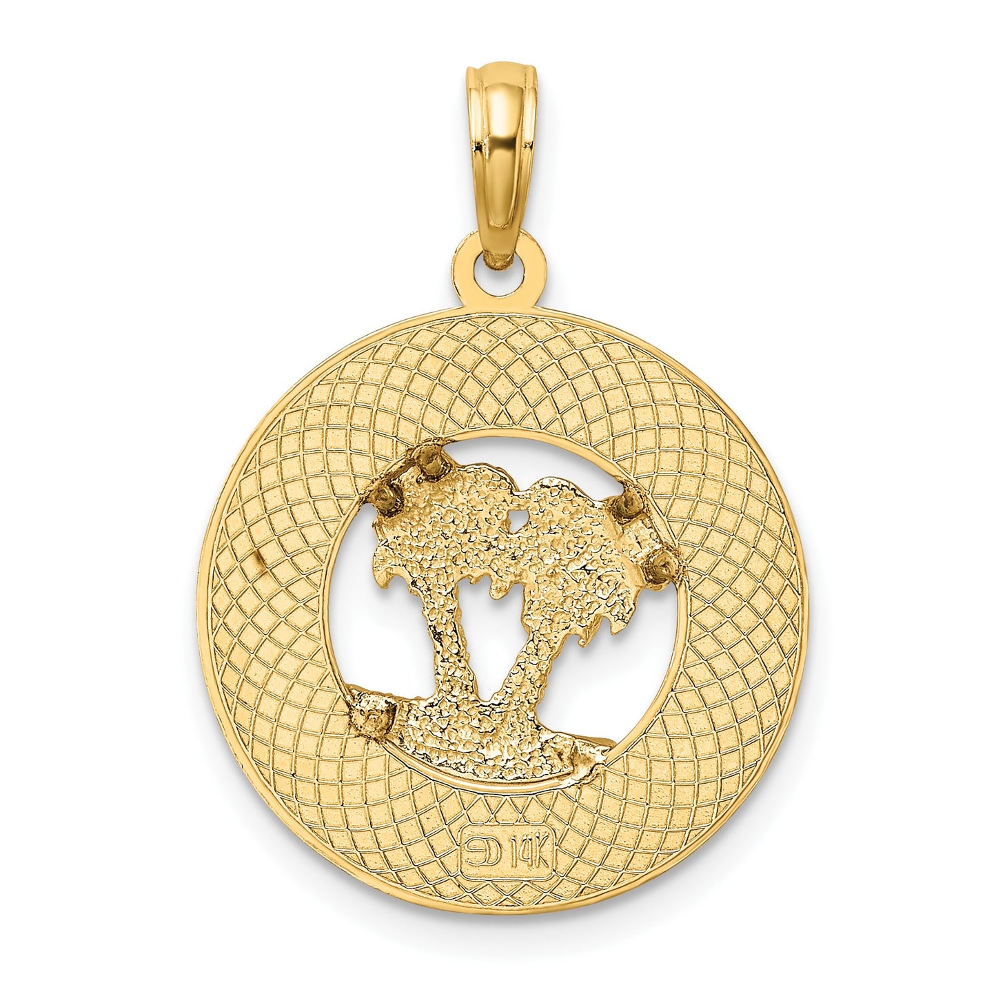 14K FLORIDA with Double Palm Tree Circle Charm