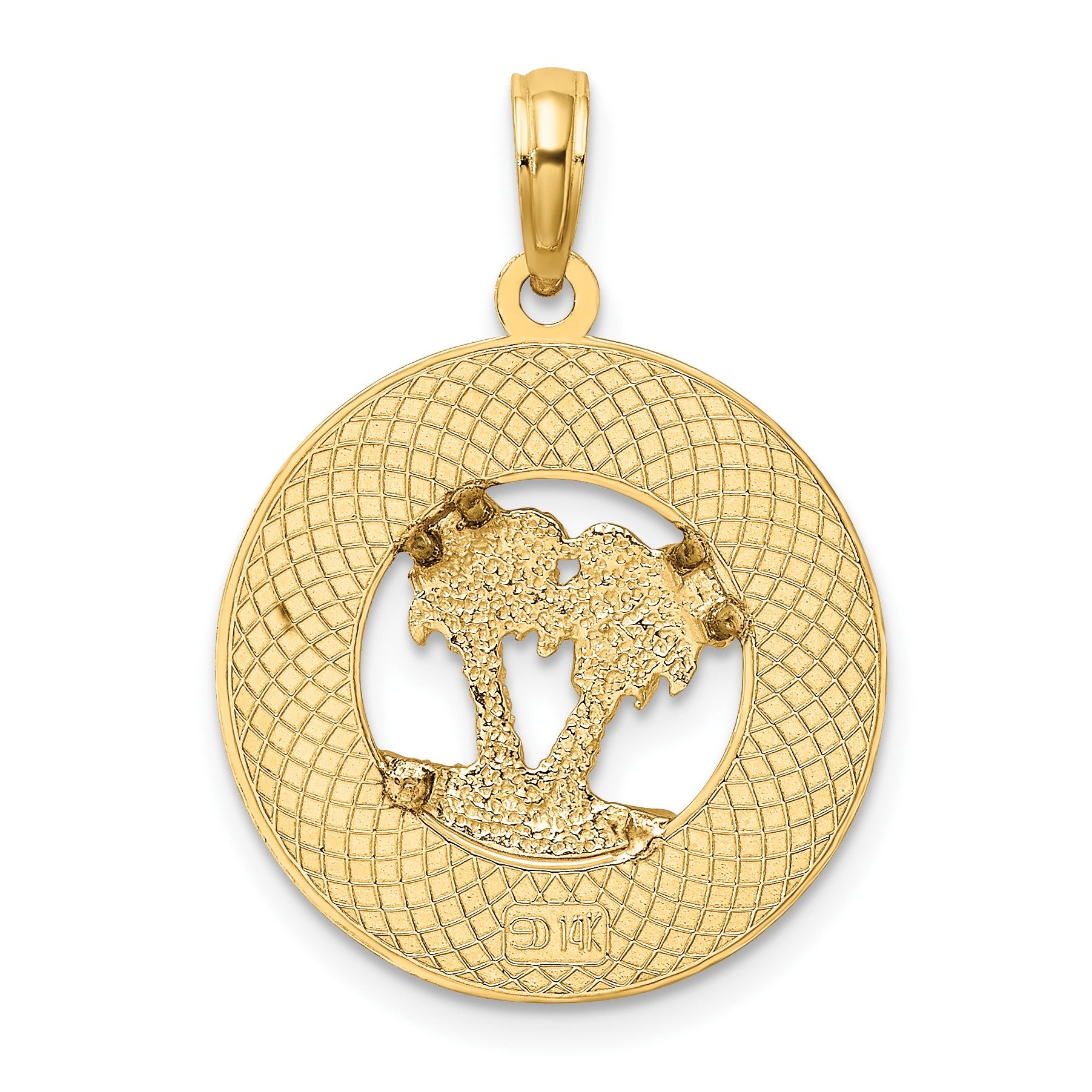 14K FLORIDA with Double Palm Tree Circle Charm