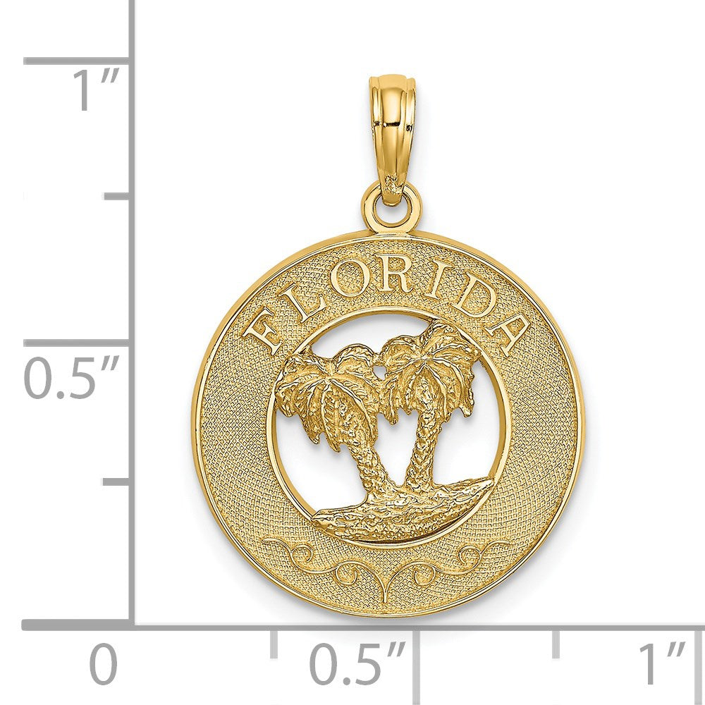14K FLORIDA with Double Palm Tree Circle Charm