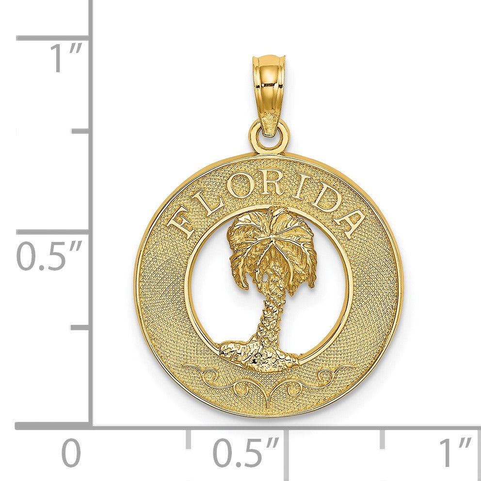 14K FLORIDA with Palm Tree Circle Charm