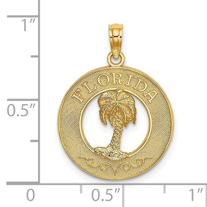 14K FLORIDA with Palm Tree Circle Charm