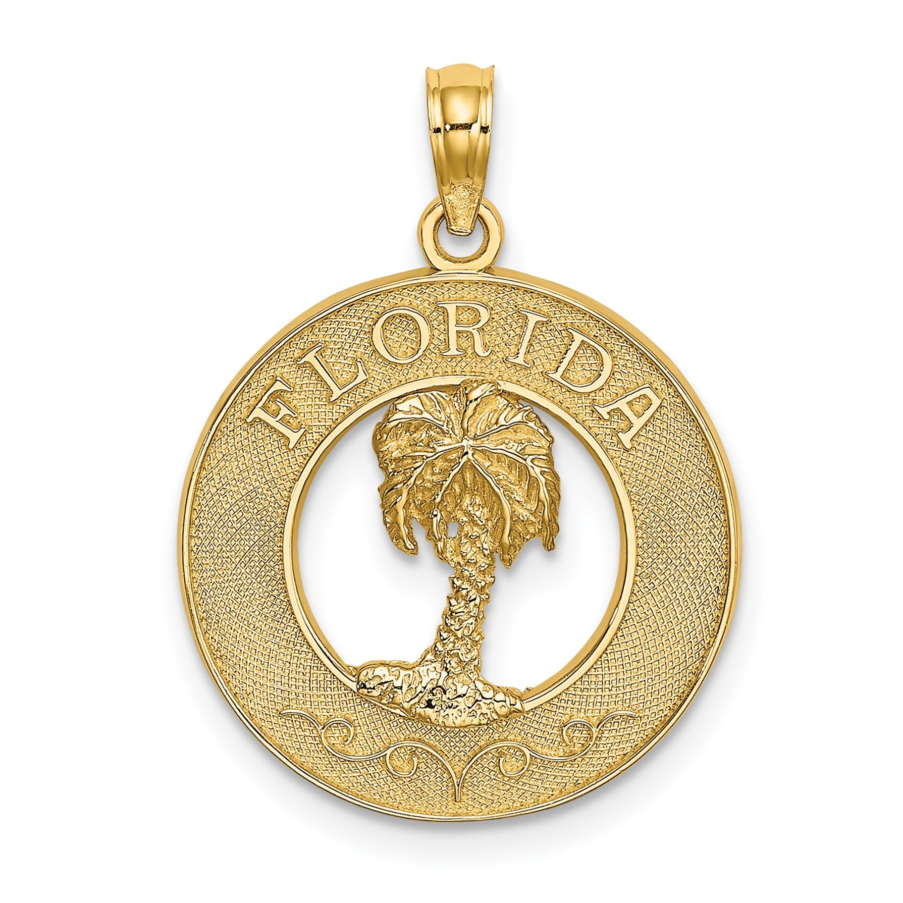14K FLORIDA with Palm Tree Circle Charm