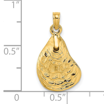 14K Textured and Polished Oyster Shell Charm