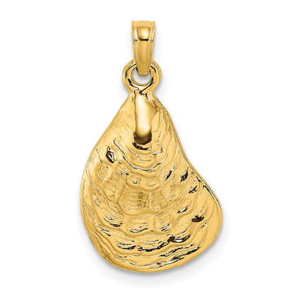 14K Textured and Polished Oyster Shell Charm