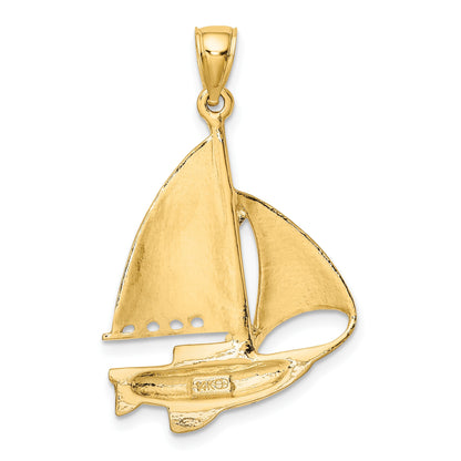 14K Polished Sailboat Charm