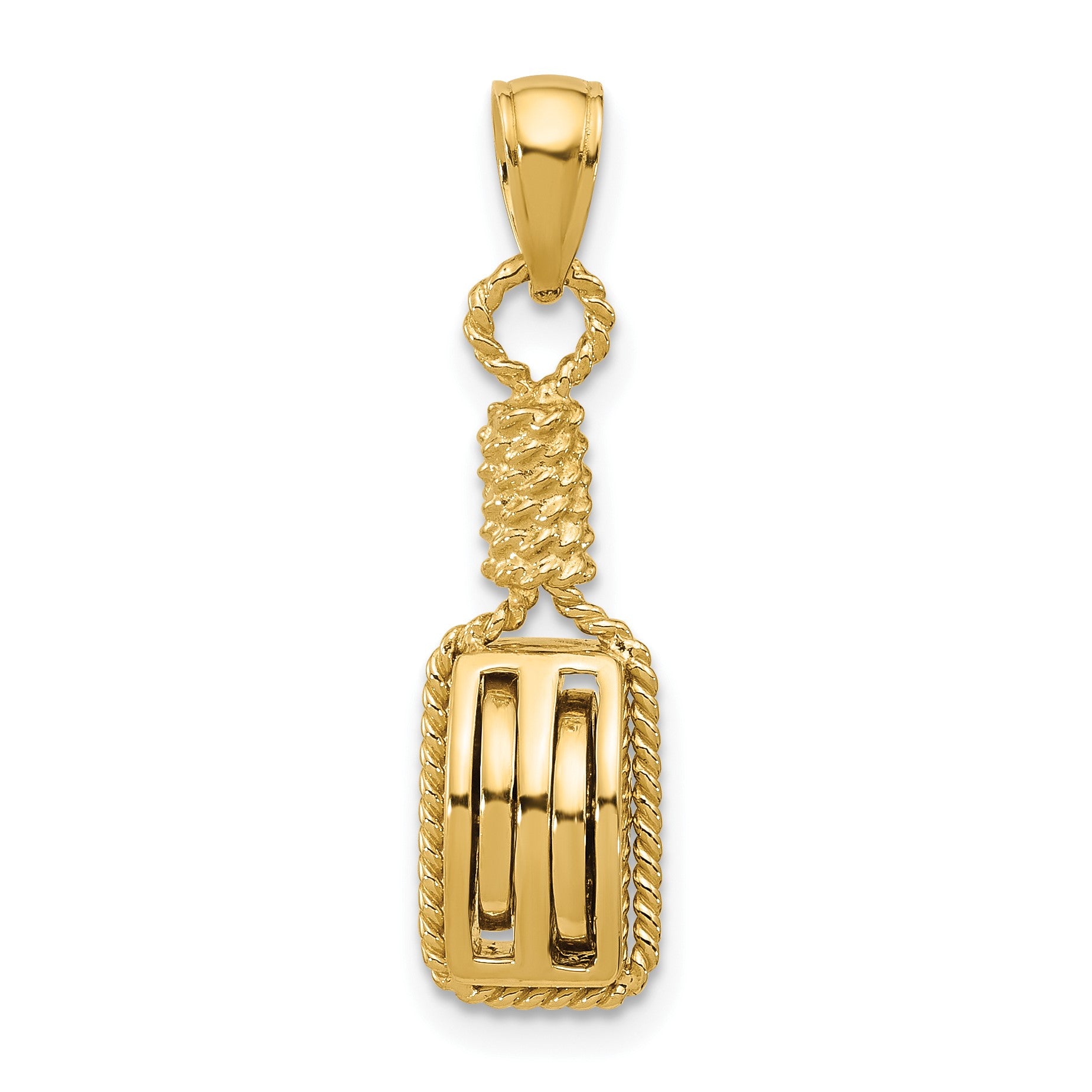 14K 3-D Block Mariners Pulley Charm