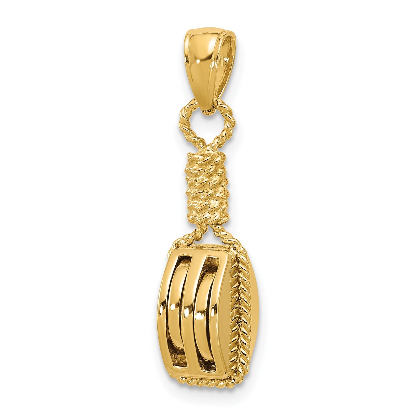 14K 3-D Block Mariners Pulley Charm