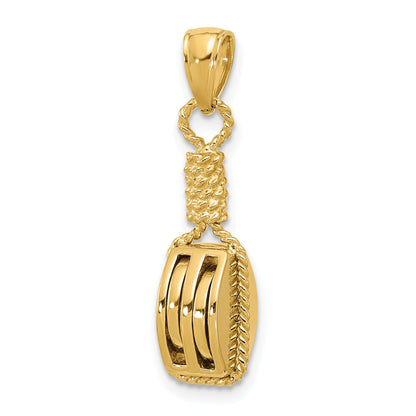 14K 3-D Block Mariners Pulley Charm