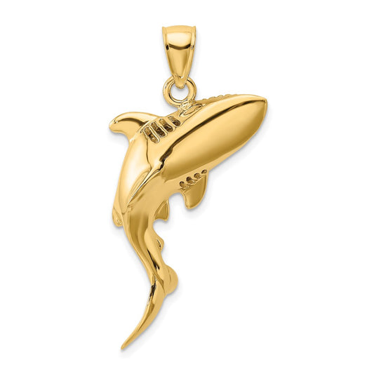 14K 3-D Polished Shark Charm