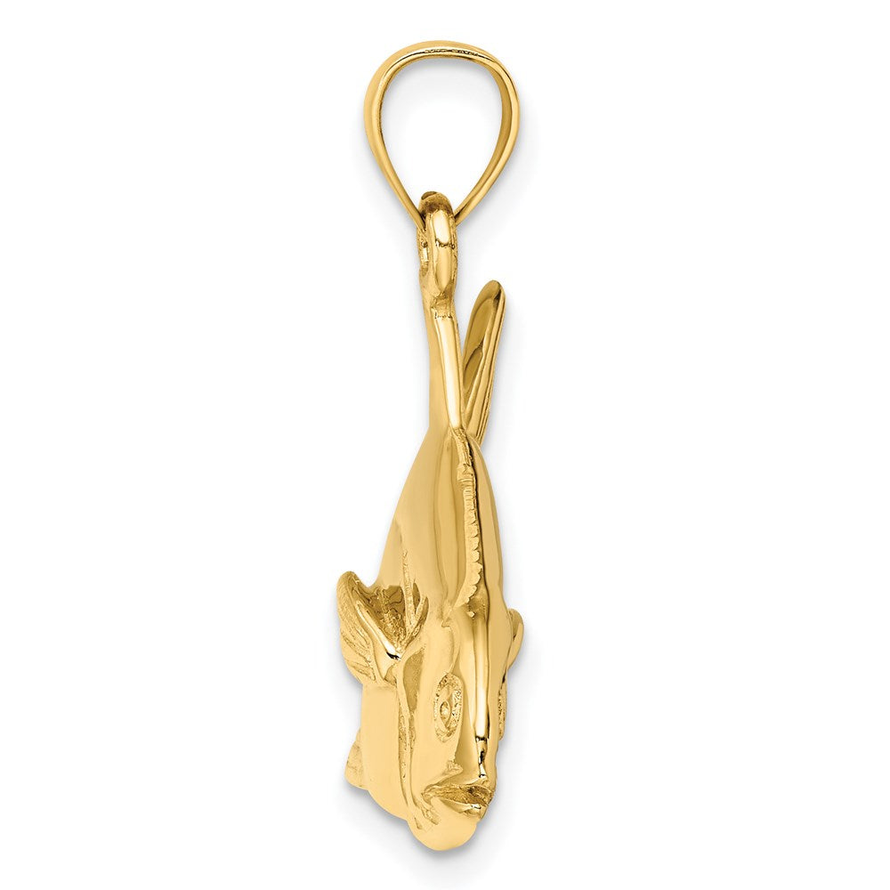 14K 3-D Polished Pompano Fish Charm