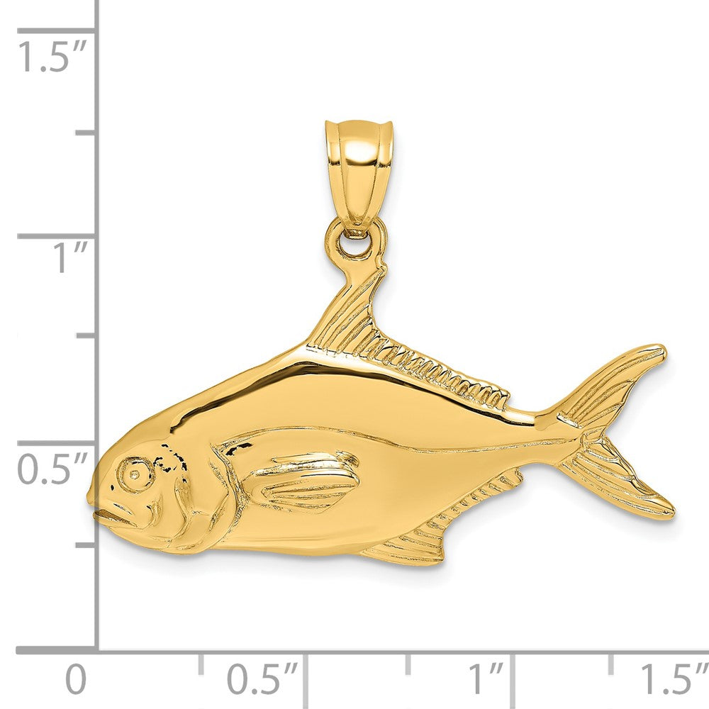 14K 3-D Polished Pompano Fish Charm