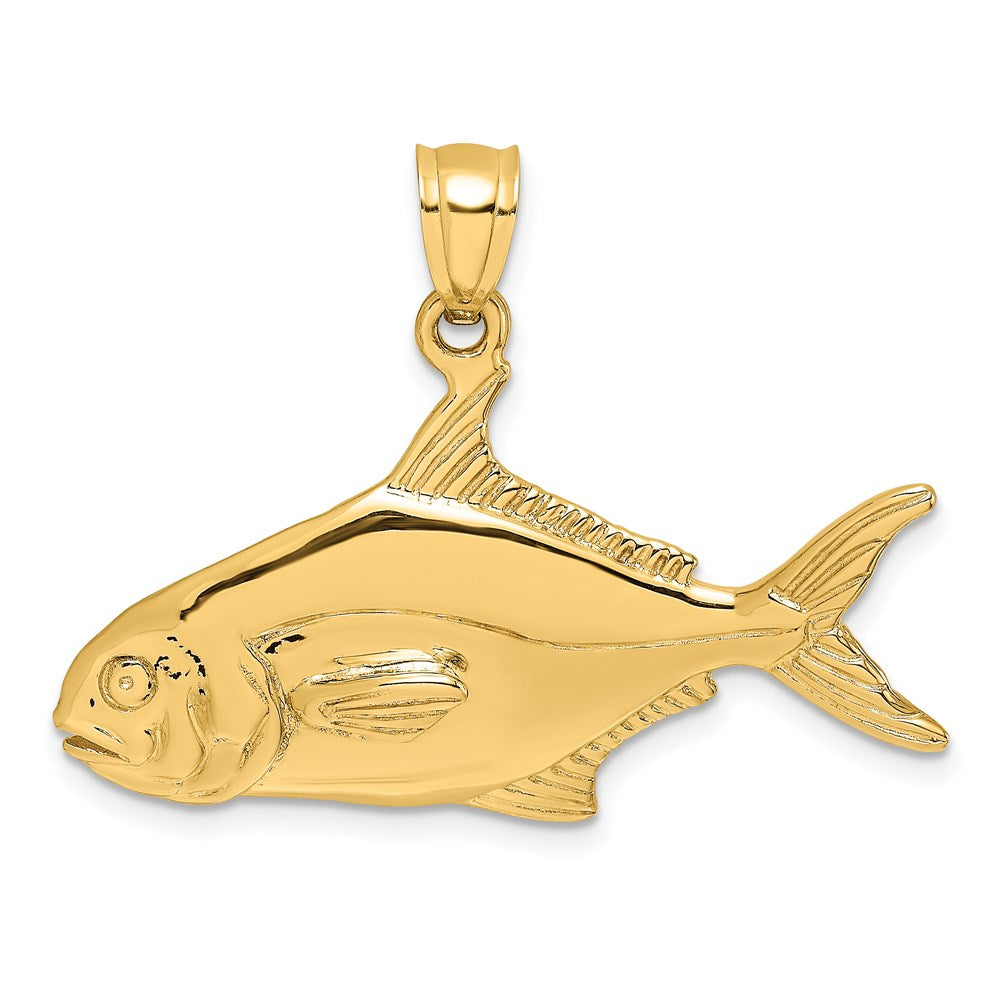 14K 3-D Polished Pompano Fish Charm