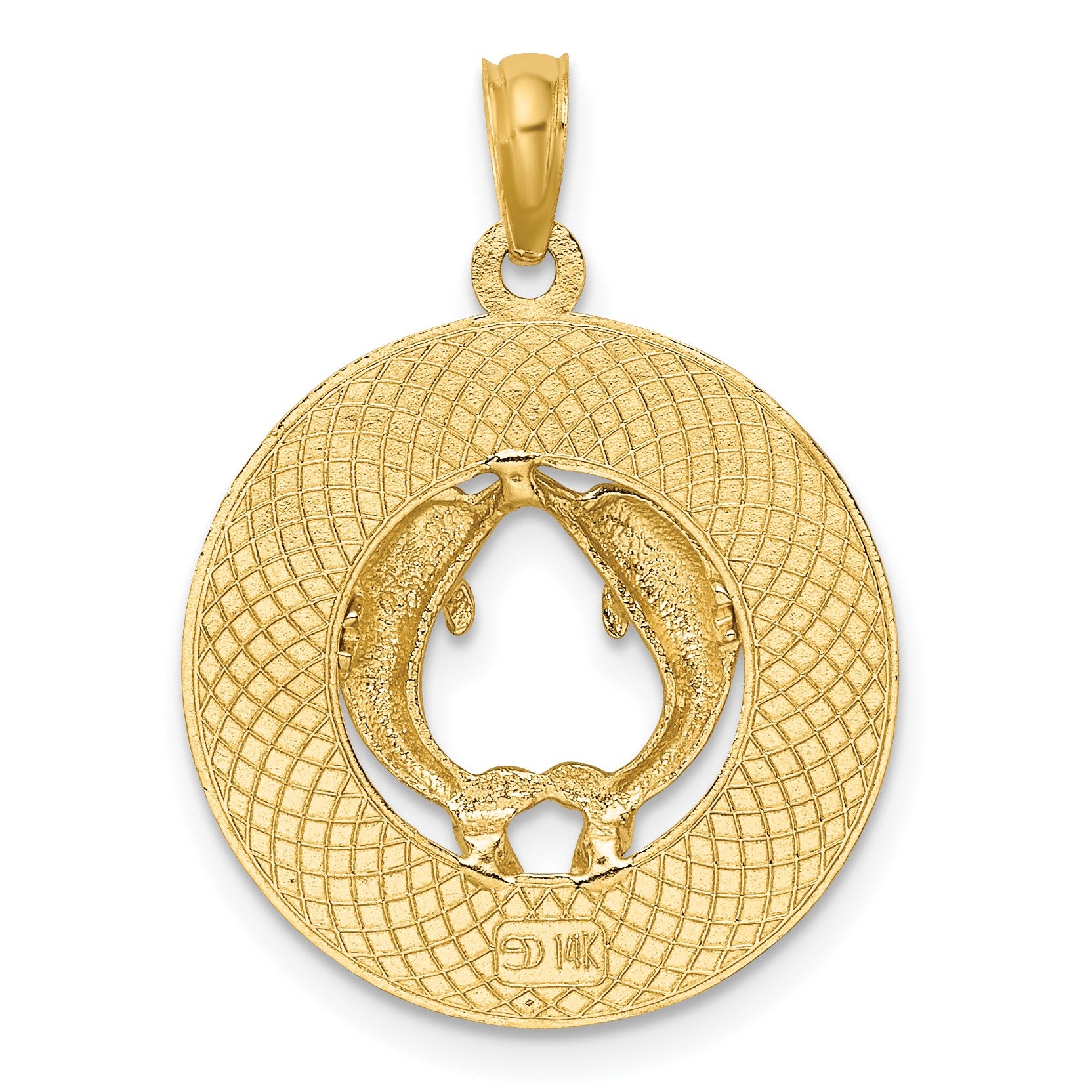 14K JAMAICA with Dolphins Circle Charm