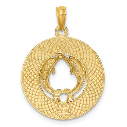 14K JAMAICA with Dolphins Circle Charm