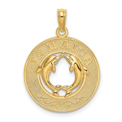 14K JAMAICA with Dolphins Circle Charm