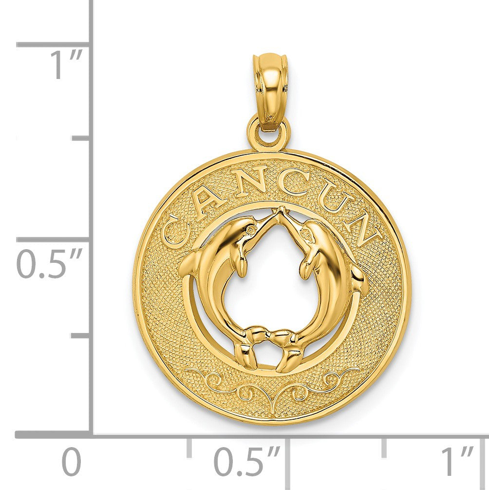 14K CANCUN with Dolphins Circle Charm