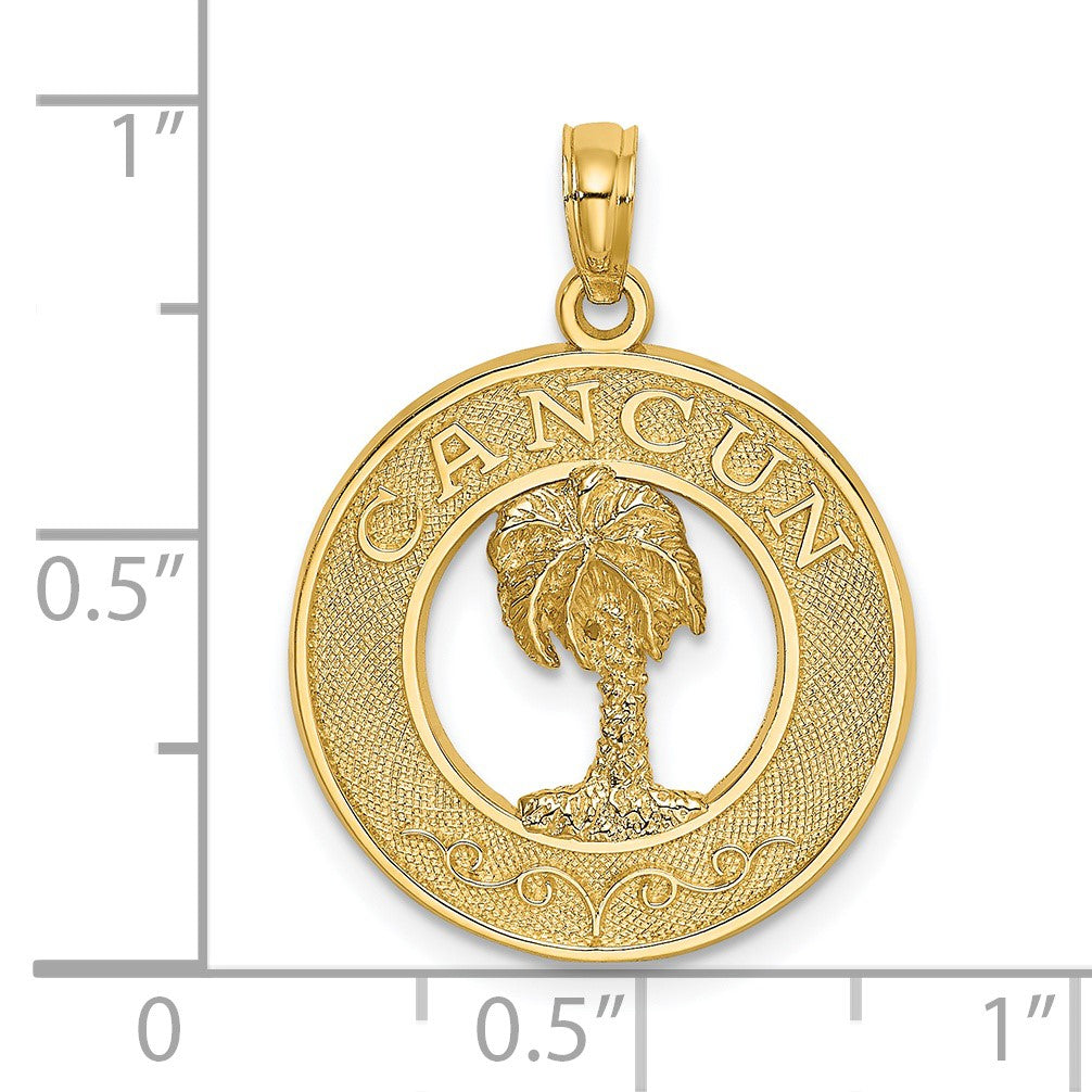 14K CANCUN with Palm Tree Circle Charm