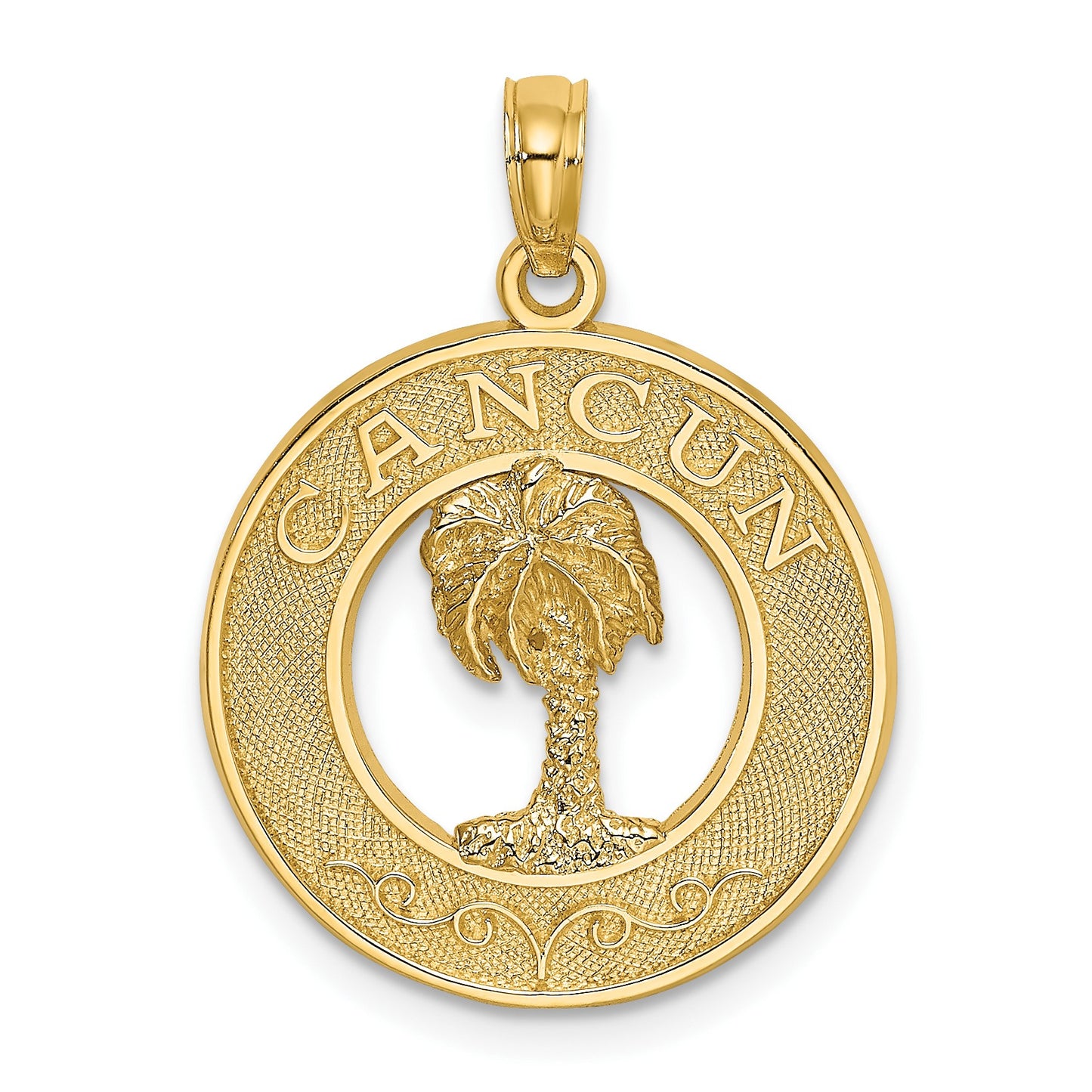 14K CANCUN with Palm Tree Circle Charm