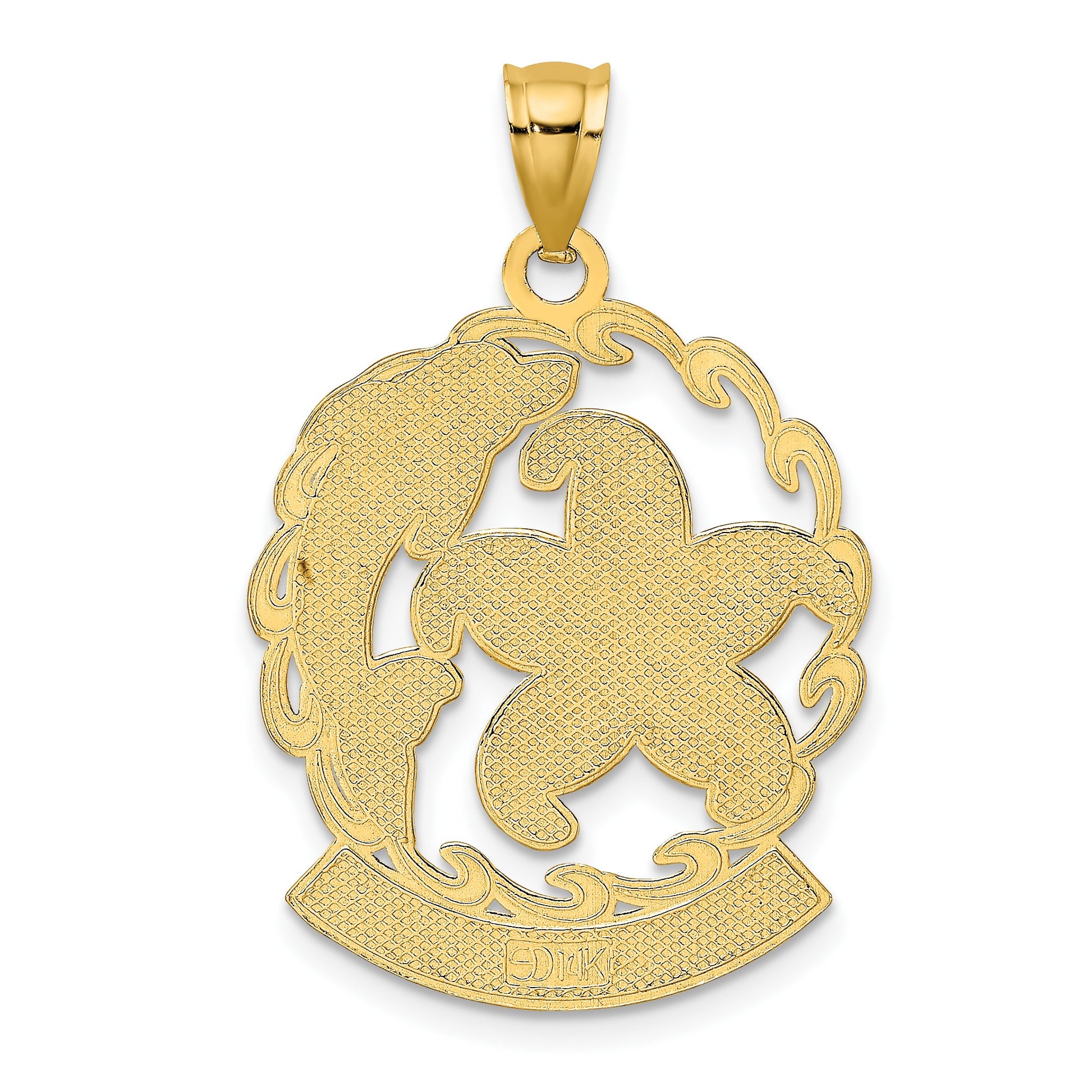 14K FLORIDA Starfish and Dolphin Wave Charm