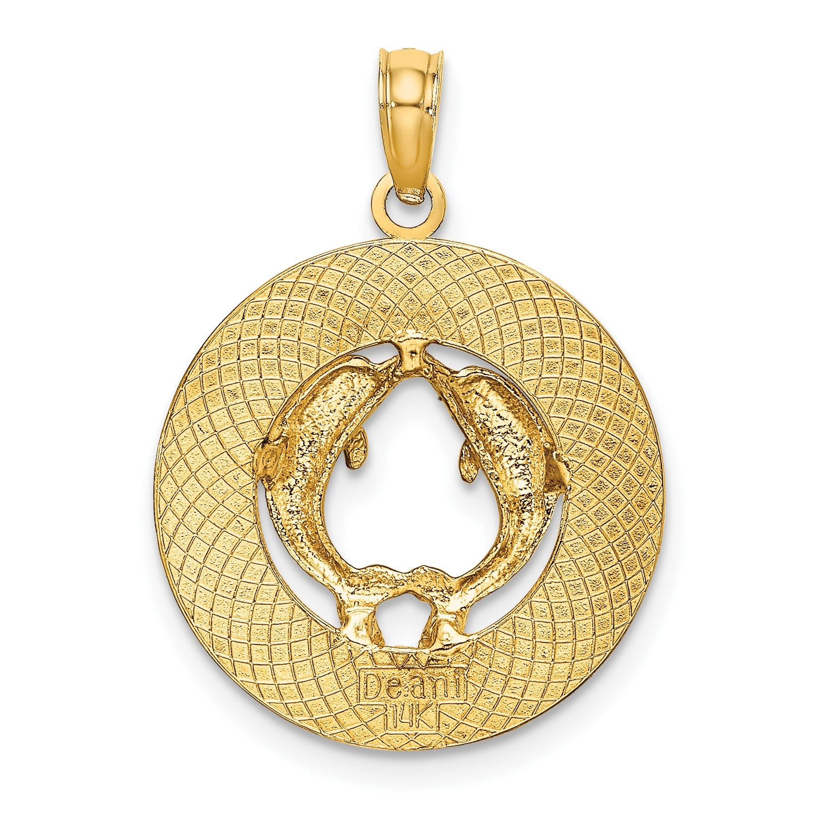 14K BONAIRE Circle with Dolphins Charm