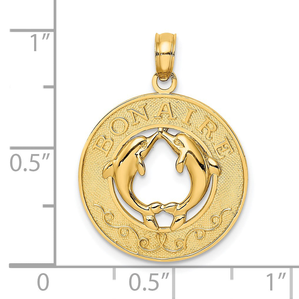 14K BONAIRE Circle with Dolphins Charm