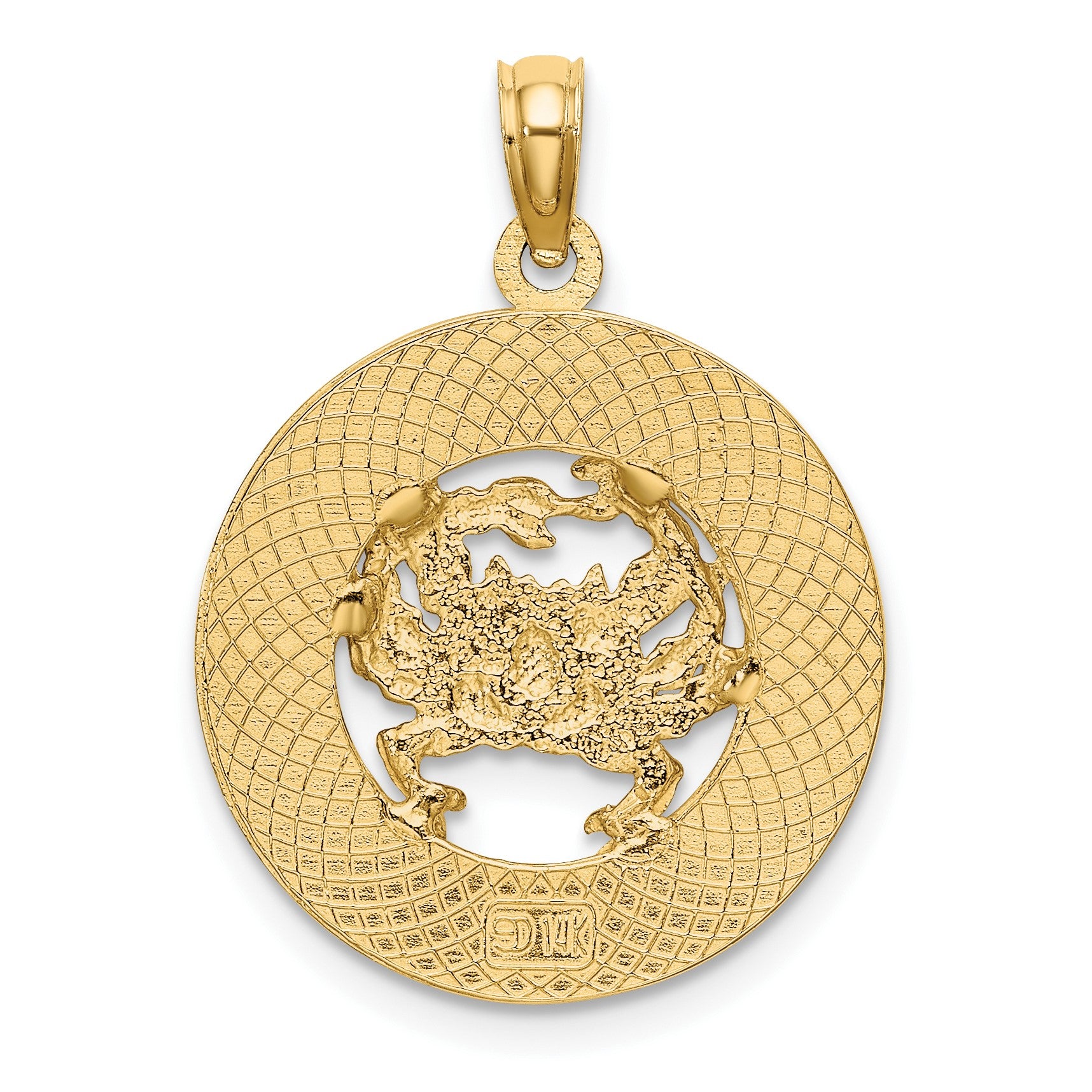 14K TURKS AND CAICOS Circle with Crab Charm