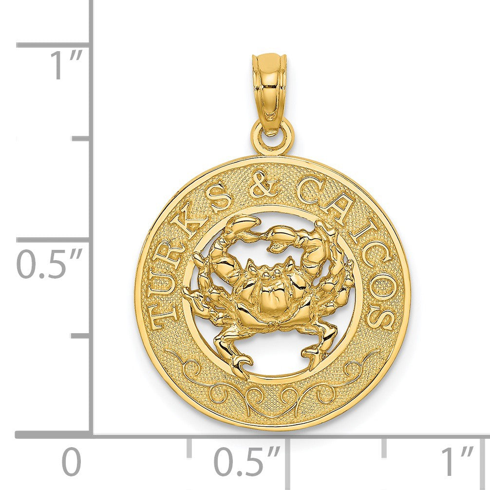 14K TURKS AND CAICOS Circle with Crab Charm