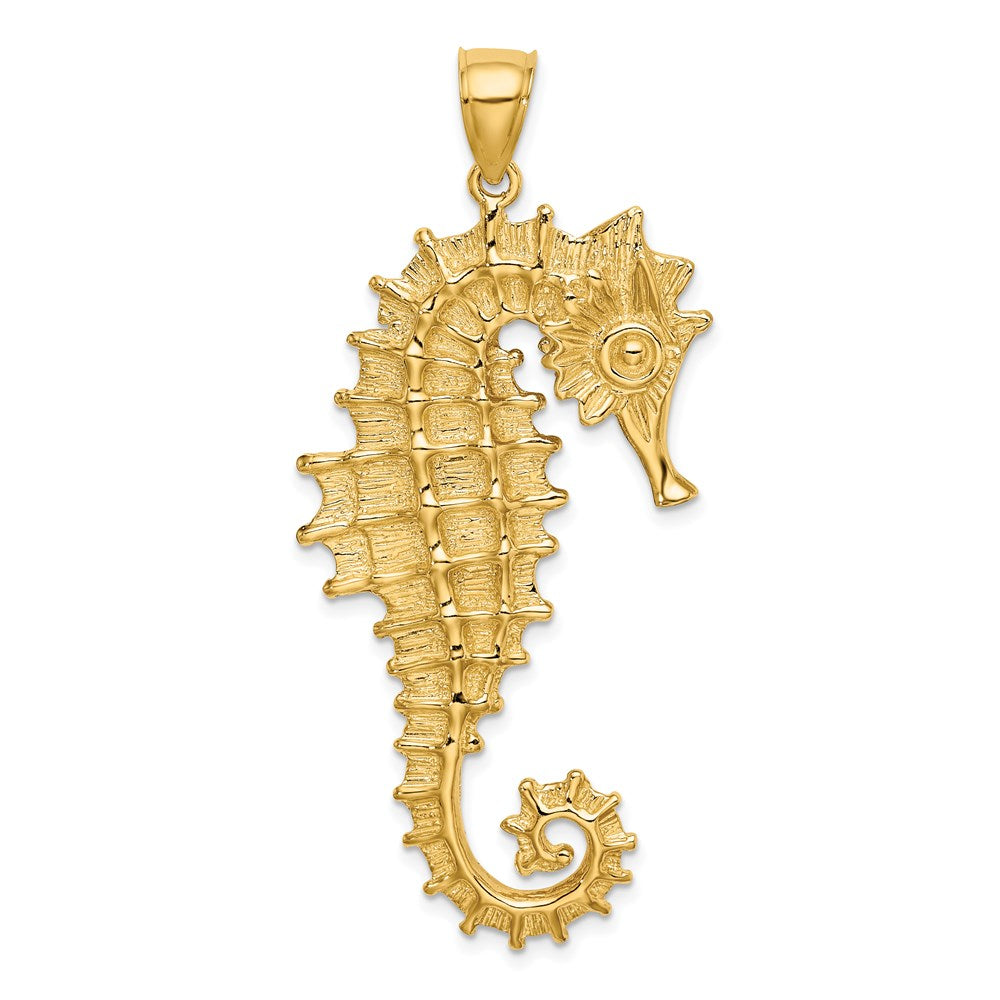 14K Textured 3-D Seahorse Charm