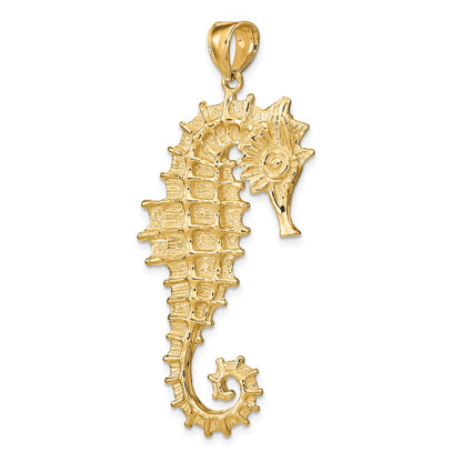 14K Textured 3-D Seahorse Charm