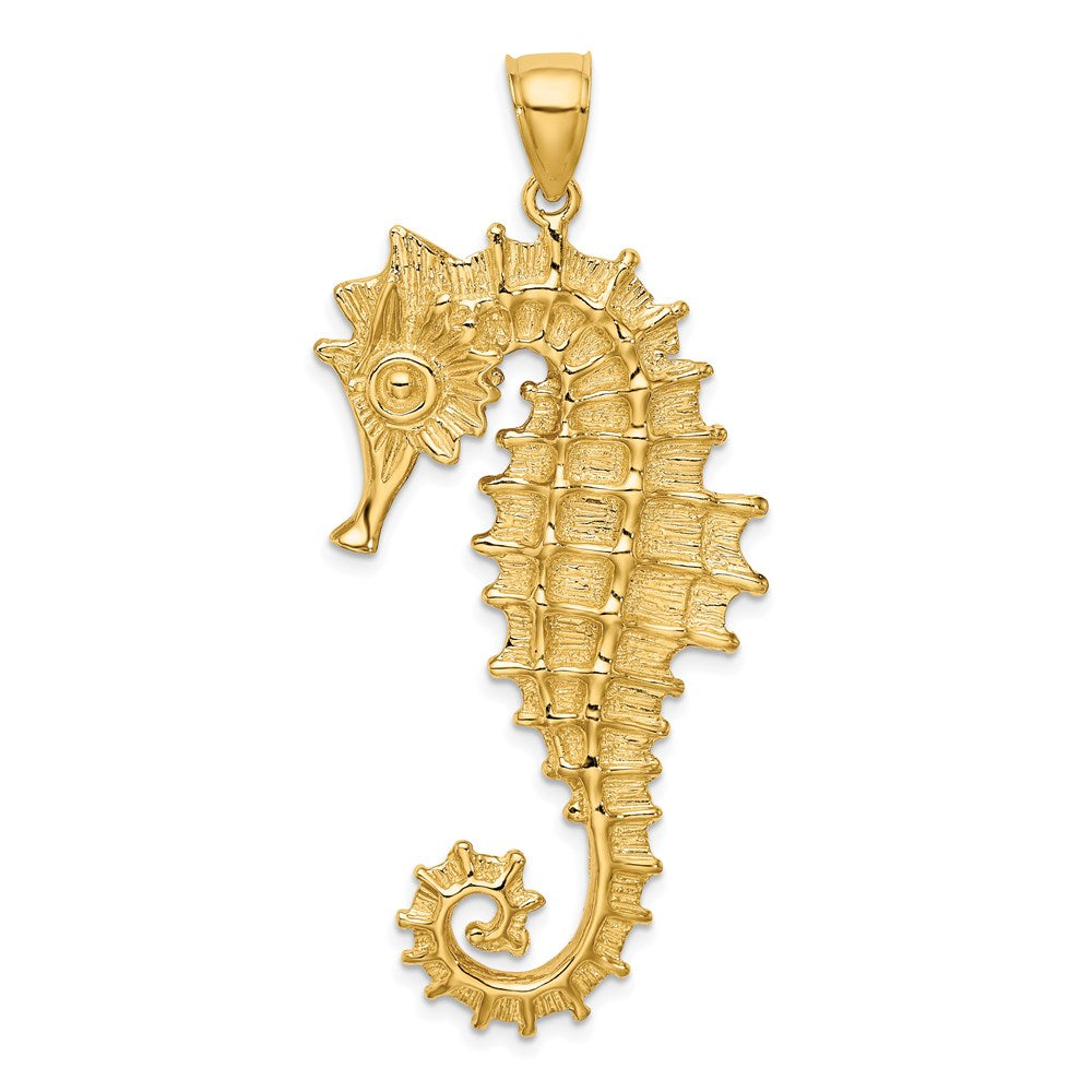 14K Textured 3-D Seahorse Charm