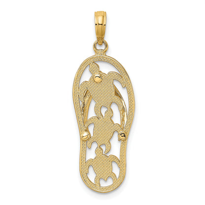 14K Triple Turtle Flip-Flop Charm