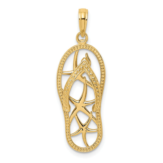 14K Multi Starfish Flip-Flop Charm
