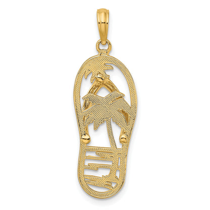 14K Palm Tree Flip Flop Charm
