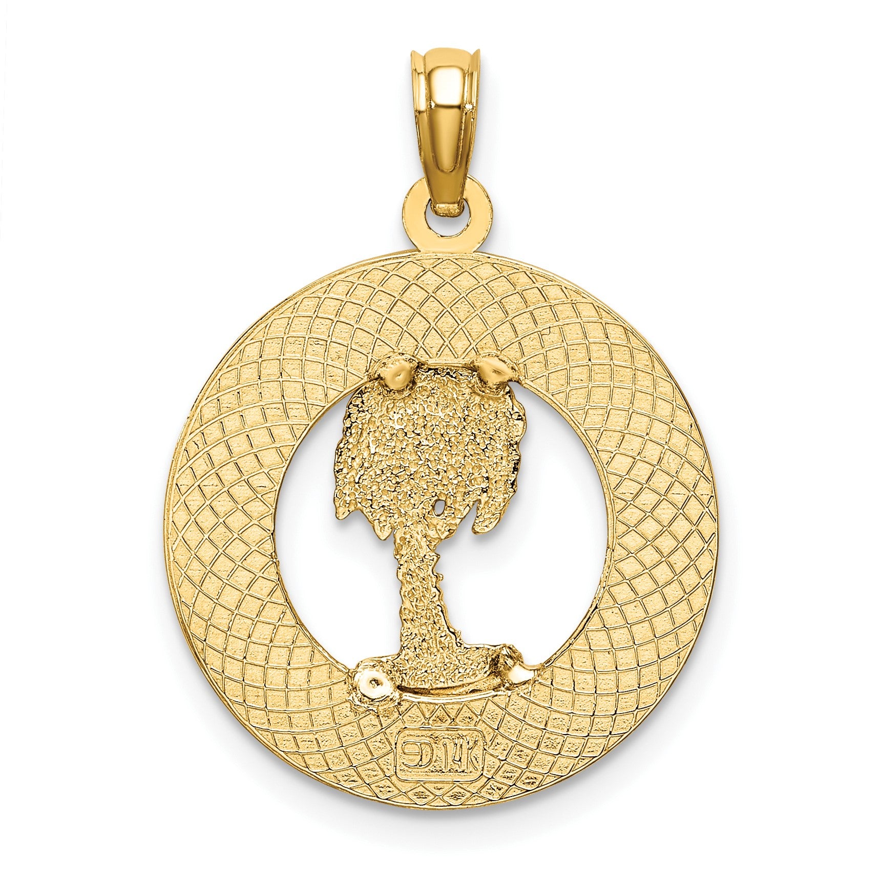 14K TURKS AND CAICOS with Palm Tree Circle Charm