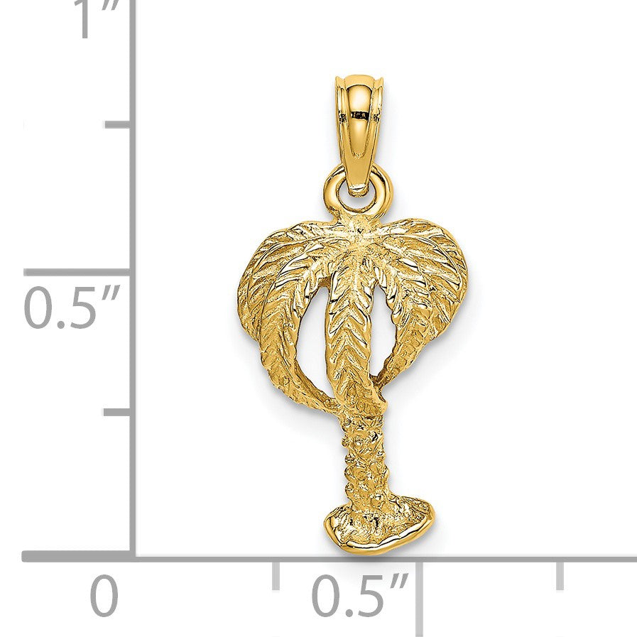 14K 2-D Textured Palm Tree Charm