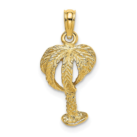 14K 2-D Textured Palm Tree Charm