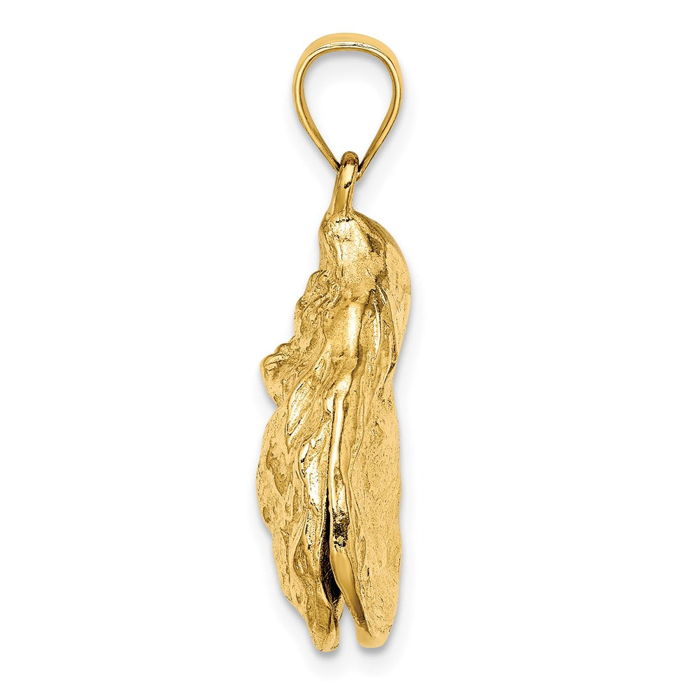 14K 3-D Textured Oyster Shell Charm