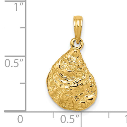14K 3-D Textured Oyster Shell Charm