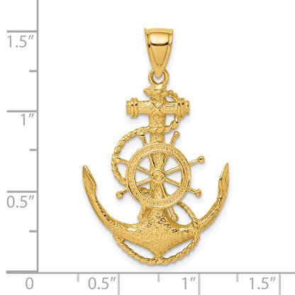 14K 2-D Anchor and Ships Wheel with Rope Charm