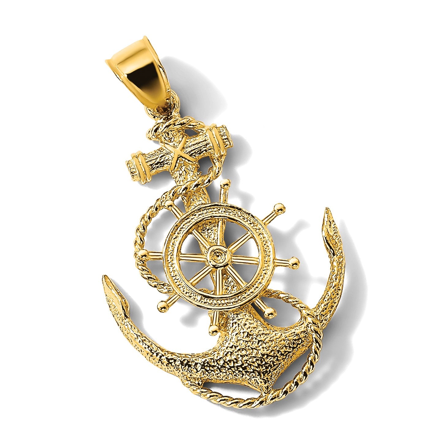 14K 2-D Anchor and Ships Wheel with Rope Charm