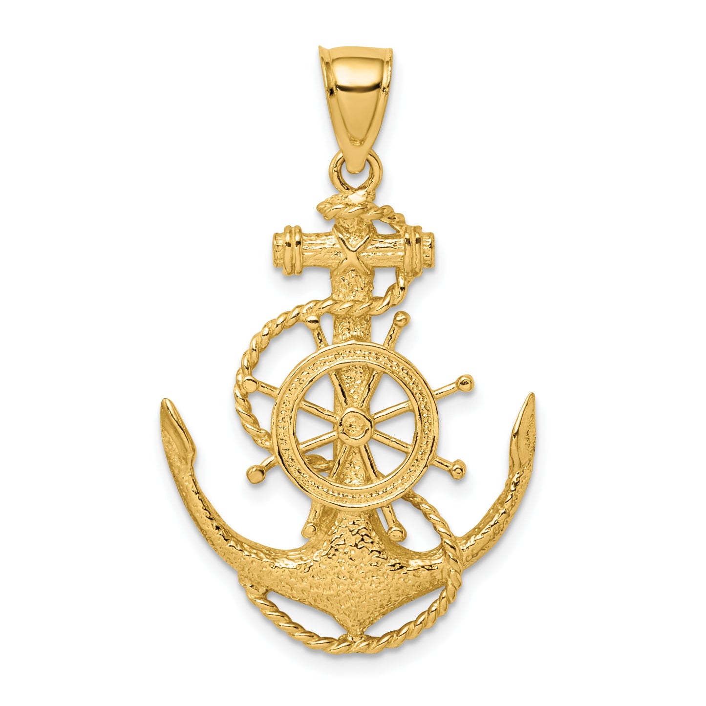 14K 2-D Anchor and Ships Wheel with Rope Charm