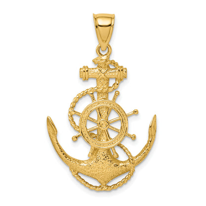 14K 2-D Anchor and Ships Wheel with Rope Charm